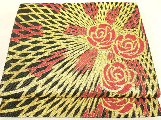 平和屋着物▼六通柄袋帯 舞花文 金糸 正絹 逸品DABJ1760az