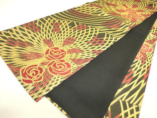 平和屋着物▼六通柄袋帯 舞花文 金糸 正絹 逸品DABJ1760az