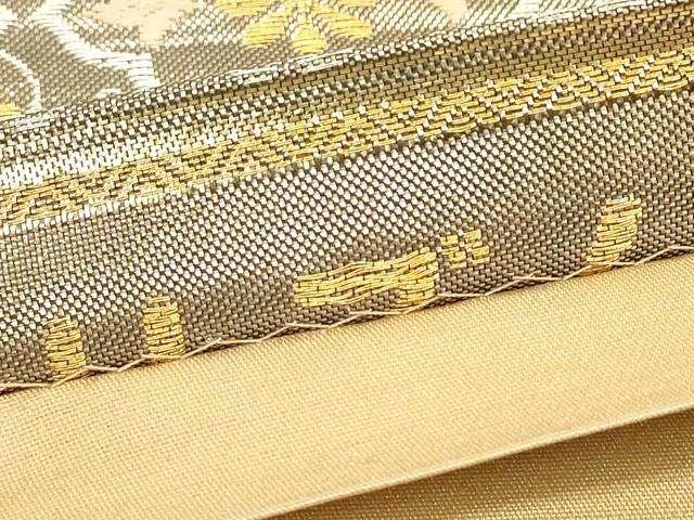 平和屋着物▼六通柄袋帯 陶器更紗花文 金銀糸 正絹 逸品 DABJ1765az
