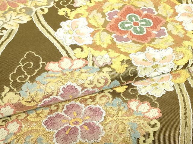 平和屋着物▼六通柄袋帯 正倉院立涌花文 金銀糸 正絹 逸品 DABJ1770az