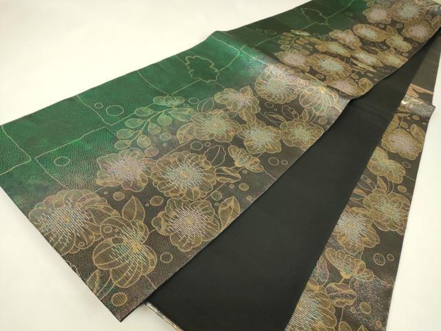 平和屋着物▼六通柄袋帯 辻が花 金糸 さが美扱い 正絹 逸品 DABJ1773az
