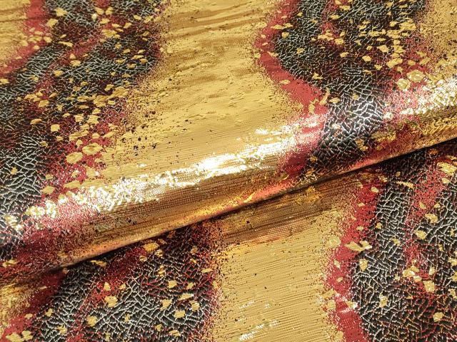 平和屋着物▼両面 全通柄袋帯 霞箔散らし 金糸 長尺 正絹 逸品 DABJ1776az