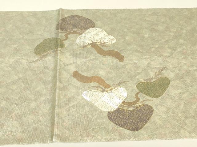 平和屋着物▼太鼓柄袋帯 螺鈿箔 老松文 金彩 正絹 逸品 DABJ1819az
