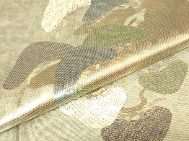 平和屋着物▼太鼓柄袋帯 螺鈿箔 老松文 金彩 正絹 逸品 DABJ1819az