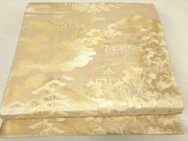 平和屋本店▼佐賀錦 六通柄袋帯 都の四季 貮拾四金九百錦 正絹 逸品 DABJ1829az