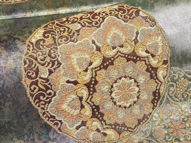 平和屋着物▼六通柄袋帯 正倉院花文 金糸 引箔 正絹 逸品 DABJ1897az