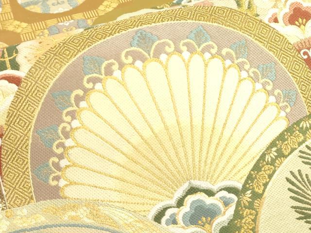 平和屋着物▼六通柄袋帯 吉祥花青海波 金糸 正絹 逸品 DABJ1915az