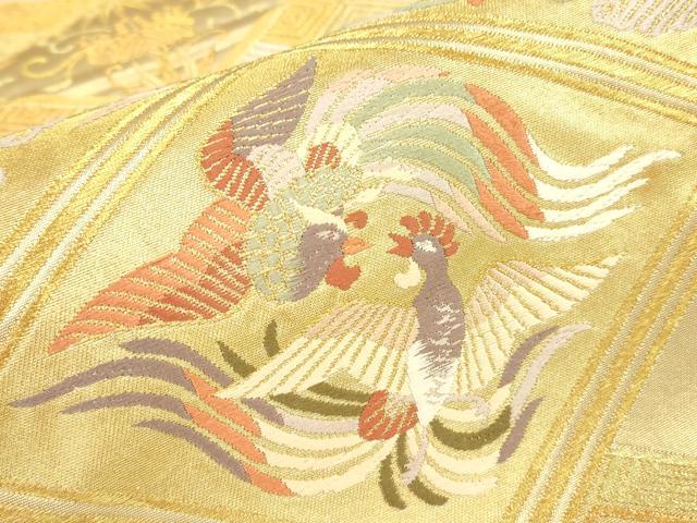 平和屋着物▼六通柄袋帯 舞楽菱献上 金糸 正絹 逸品 DABJ1951az