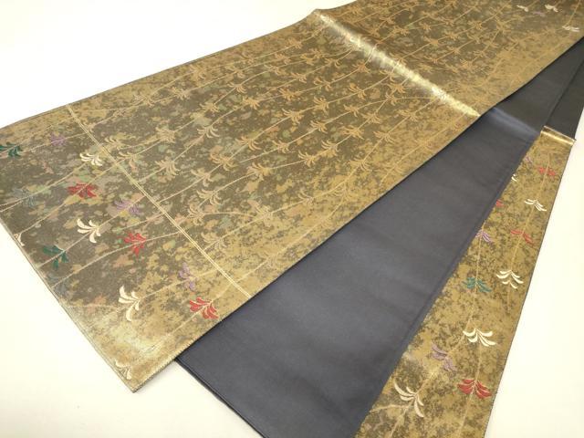 平和屋着物▼六通柄袋帯 唐織 枝垂れ花文 金糸 引箔 正絹 逸品 DABJ1952az