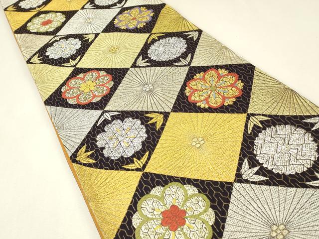 平和屋着物▼六通柄袋帯 正倉院若松葉花文 金銀糸 正絹 逸品 DABJ1959az