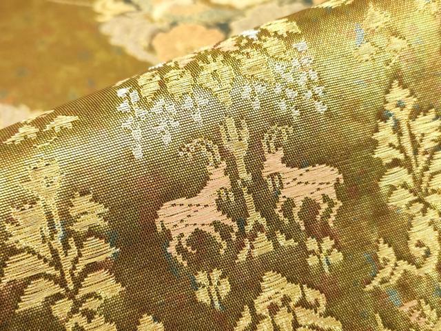 平和屋着物▼六通柄袋帯 正倉院動物花文 金糸 引箔 正絹 逸品 DABJ1960az