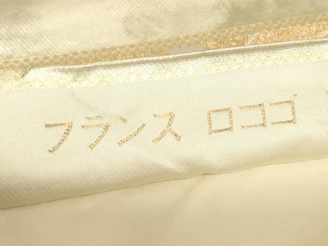 平和屋着物▼太鼓柄袋帯 フランスロココ 花手 金唐革織 金糸 正絹 逸品 DABJ1990az