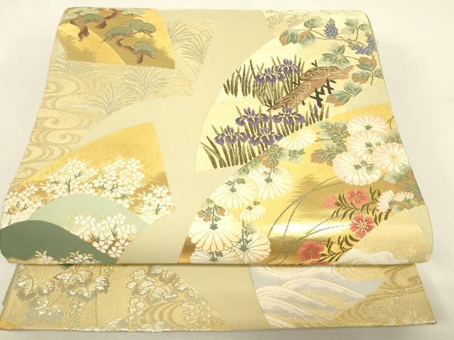 平和屋着物▼六通柄袋帯 琳派日本の美 紹巴織 金銀糸 正絹 逸品 DABJ1991az