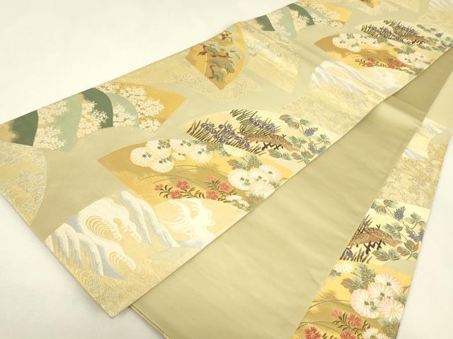 平和屋着物▼六通柄袋帯 琳派日本の美 紹巴織 金銀糸 正絹 逸品 DABJ1991az
