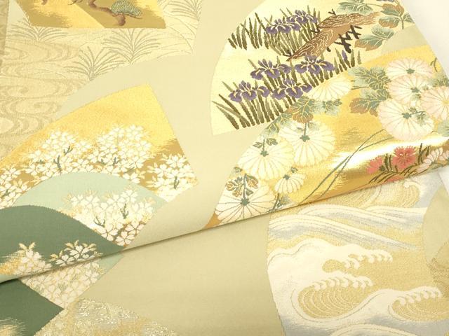 平和屋着物▼六通柄袋帯 琳派日本の美 紹巴織 金銀糸 正絹 逸品 DABJ1991az