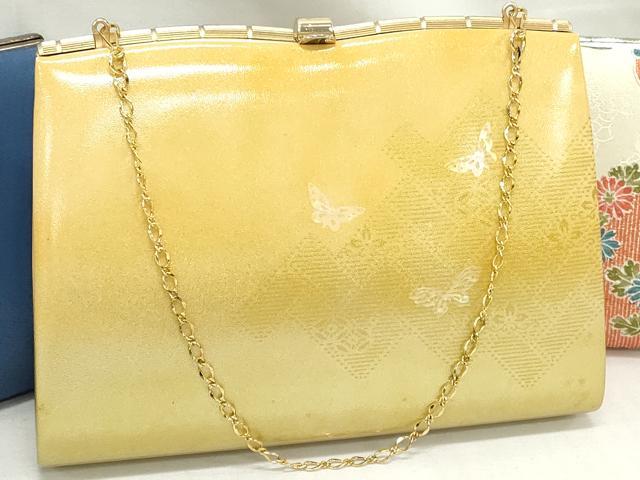 平和屋着物▼和装小物 和装バッグまとめて3点 ハンドバッグ クラッチ 檜垣花蝶文 雲取り御所車花文 金糸 逸品 DABJ2005xg