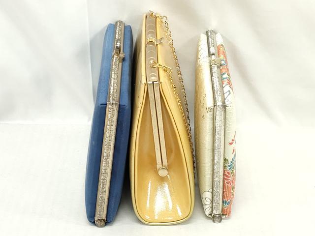 平和屋着物▼和装小物 和装バッグまとめて3点 ハンドバッグ クラッチ 檜垣花蝶文 雲取り御所車花文 金糸 逸品 DABJ2005xg