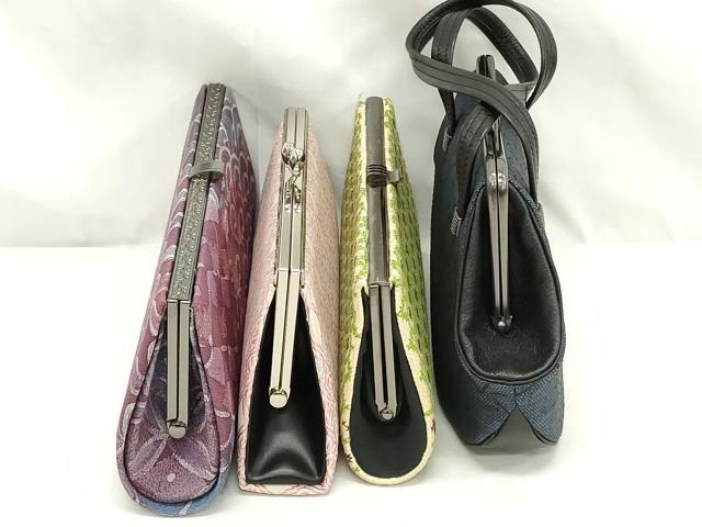 平和屋着物▼和装小物 和装バッグまとめて4点 ハンドバッグ クラッチ がま口 本場大島紬 9マルキ 菱花文 青海波 逸品 DABJ2023xg
