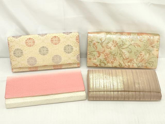 平和屋着物▼和装小物 和装バッグまとめて4点 ハンドバッグ 佐賀錦 花唐草文 菱花文 金糸 逸品 DABJ2027xg