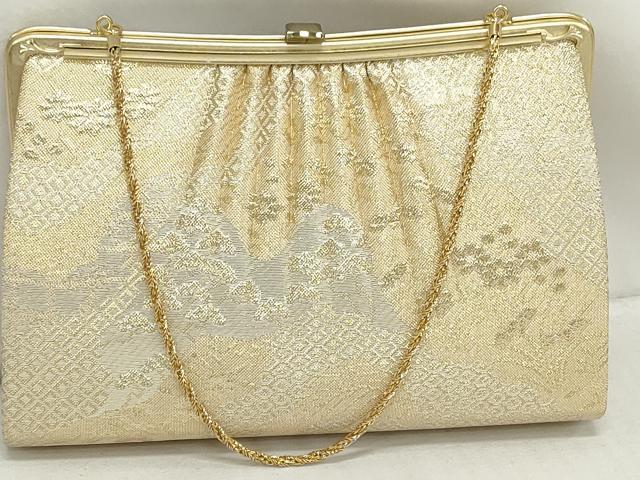 平和屋着物▼和装小物 和装バッグまとめて3点 ハンドバッグ クラッチ 佐賀錦 草花文 吉祥花松文 金銀糸 逸品 DABJ2049xg