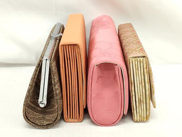 平和屋着物▼和装小物 和装バッグまとめて4点 ハンドバッグ クラッチ 佐賀錦 菱横段文 草花文 金糸 逸品 DABJ2059xg