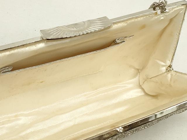 平和屋着物▼和装小物 和装ビーズバッグまとめて3点 総ビーズ 草花文 白色 逸品 DABJ2127xg