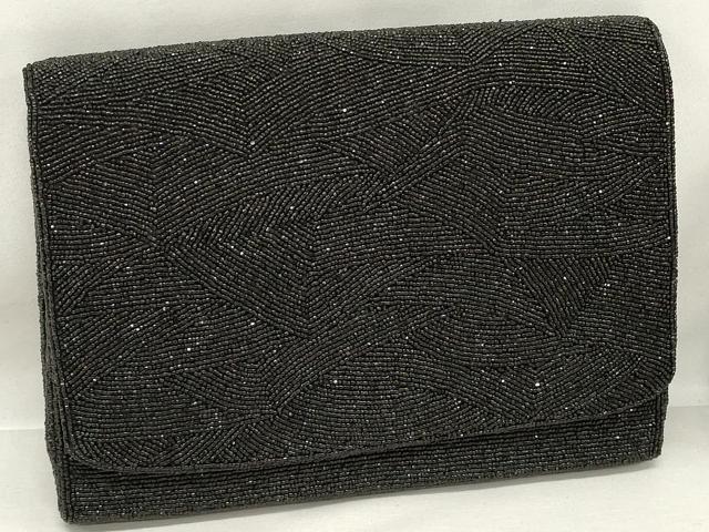 平和屋着物▼和装小物 和装ビーズバッグまとめて4点 総ビーズ 縞 成り物 黒色 丁字色 赤紫色 逸品 DABJ2130xg