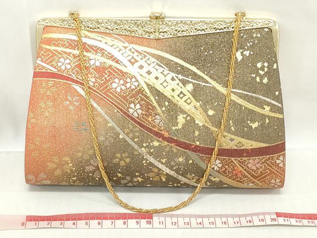 平和屋着物▼和装小物 和装バッグまとめて3点 ハンドバッグ クラッチ 佐賀錦 舞桜文 地紙重ね草花文 流水文 金銀糸 逸品 DABJ2360xg