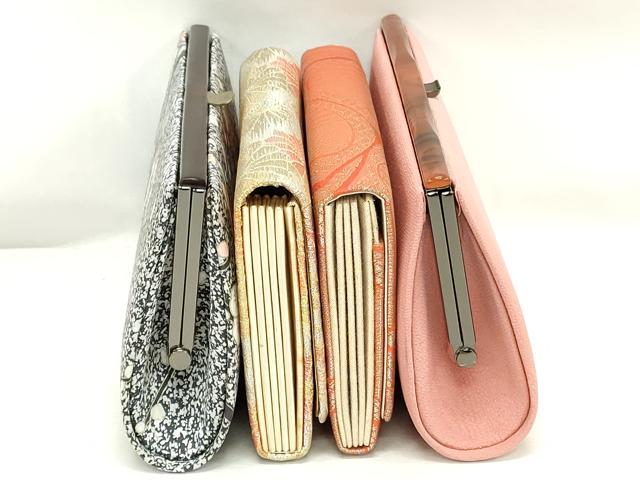 平和屋着物▼和装小物 和装バッグまとめて4点 ハンドバッグ クラッチ 佐賀錦 枝梅文 菊青海波 金銀糸 逸品 DABJ2381xg