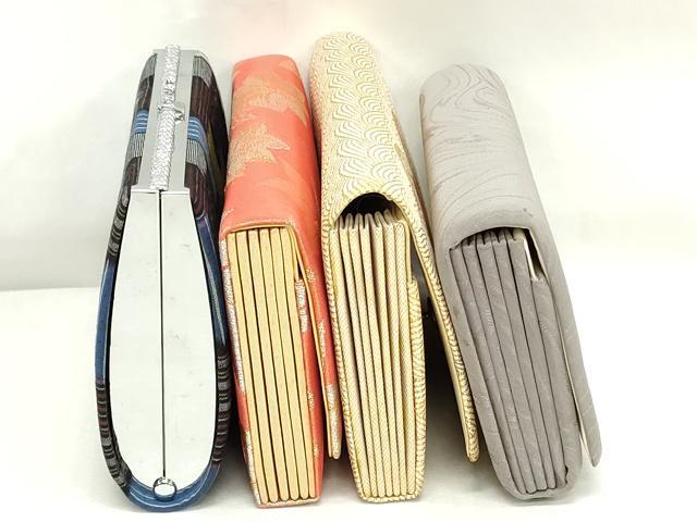 平和屋着物▼和装小物 和装バッグまとめて4点 ハンドバッグ クラッチ 佐賀錦 久留米絣 楓 格子 貝合わせ花文 金糸 逸品 DABJ2383xg