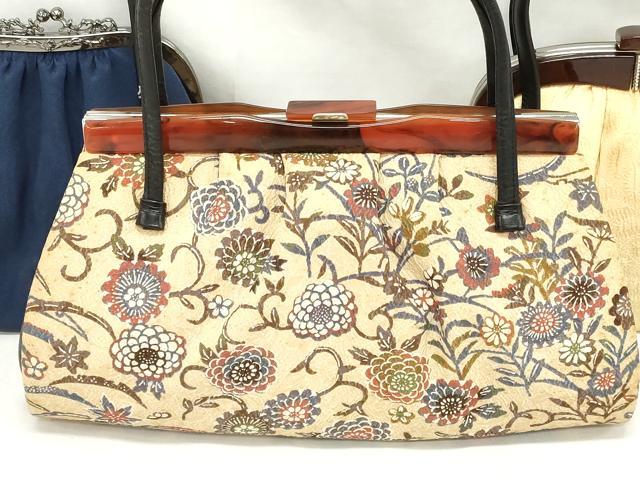 平和屋着物▼和装小物 和装バッグまとめて3点 ハンドバッグ クラッチ 草花文 逸品 DABJ2397xg