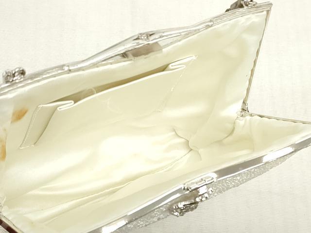 平和屋着物▼和装小物 和装バッグまとめて3点 ハンドバッグ ビーズバッグ 総ビーズ ラインストーン 花 白色 ピンク色 黒色 逸品 DABJ2428xg