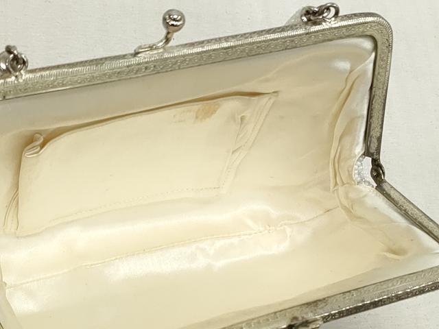 平和屋着物▼和装小物 和装バッグまとめて3点 ハンドバッグ ビーズバッグ 総ビーズ ラインストーン 花柄 白色 桃色 金色 逸品 DABJ2446xg