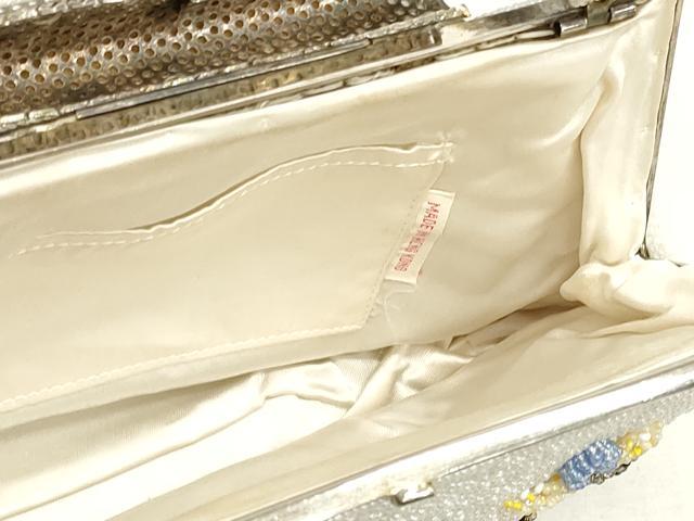 平和屋着物▼和装小物 和装バッグまとめて3点 ハンドバッグ ビーズバッグ 総ビーズ 草花文 白色 逸品 DABJ2450xg