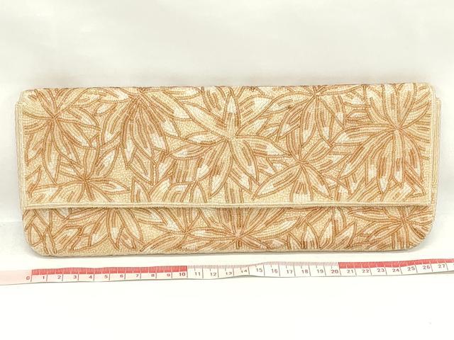 平和屋着物▼和装小物 和装ビーズバッグまとめて4点 総ビーズ 草花文 白色 黒色 グリーン系 逸品 DABJ2460xg