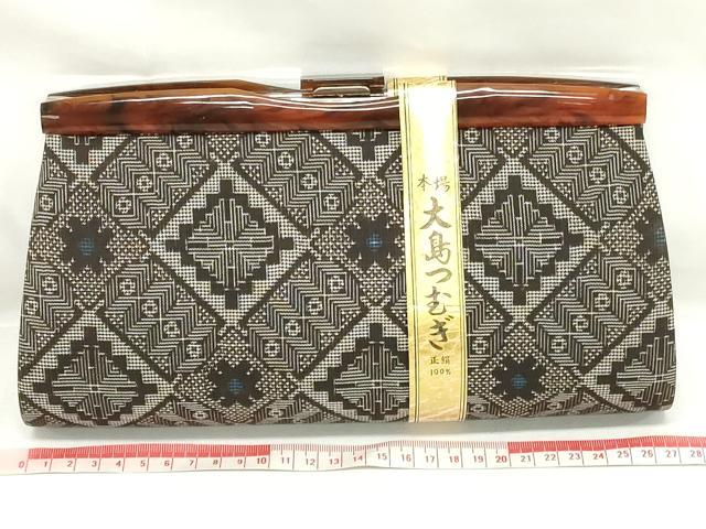 平和屋着物▼和装小物 和装バッグまとめて3点 ハンドバッグ クラッチ 本場大島紬 龍郷柄 花菱文 流水文 逸品 DABJ2465xg