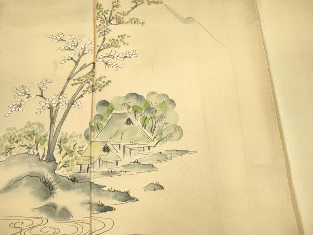 平和屋着物■訪問着 手描き 風景花文 暈し染め 正絹 逸品 DABJ2532ya