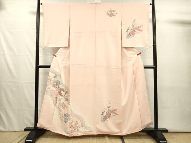 平和屋着物■訪問着 道長御所車花文 枝梅 暈し染め 銀彩 正絹 逸品 DABJ2539ya