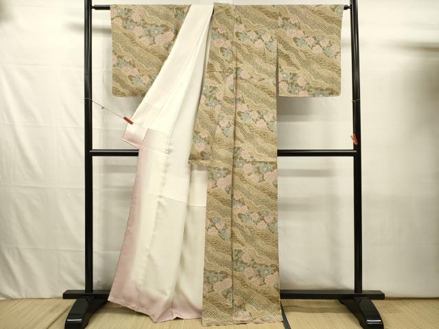 平和屋着物■上質な小紋 道長花文 鹿の子 正絹 逸品 DABJ2545ya