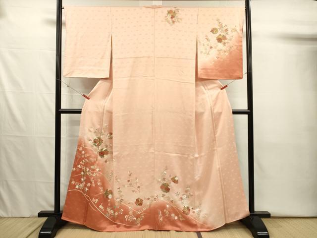 平和屋着物■訪問着 刺繍 草花丸文 暈し染め 金彩 正絹 逸品 DABJ2550ya