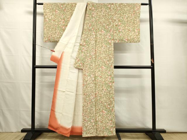 平和屋着物■上質な小紋 草花文 正絹 逸品 DABJ2552ya