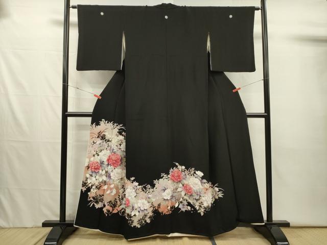 平和屋着物■豪華黒留袖 花籠文 銀彩 正絹 逸品 DABJ2559ya