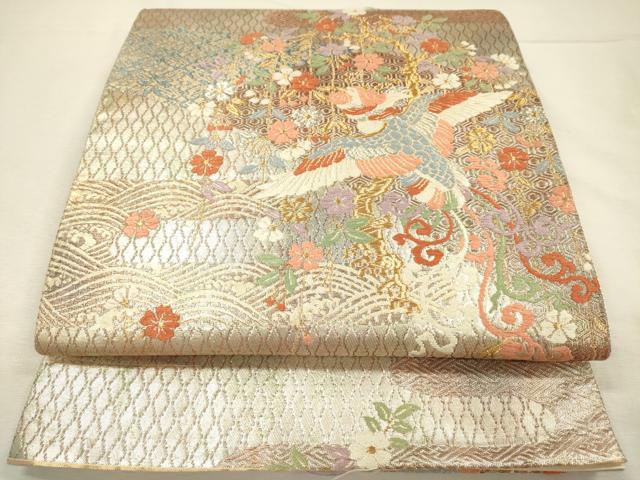 平和屋着物◎六通柄袋帯 唐織 鳳凰花文 金銀糸 正絹 逸品 DABJ2563ya