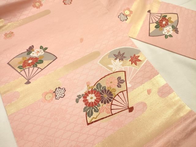 平和屋着物◎九寸名古屋帯 唐織 扇面花文 金糸 正絹 逸品 DABJ2591ya