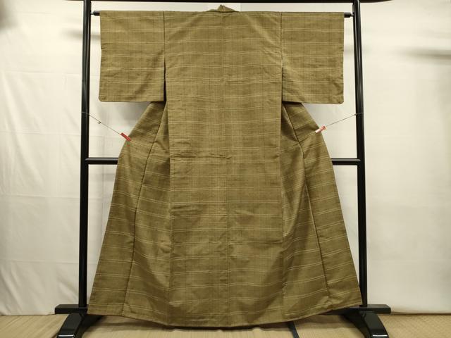平和屋着物■上質な紬 横段文 正絹 逸品 DABJ2623ya