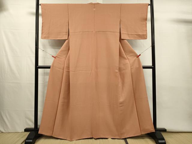 平和屋着物■上質な色無地 霞地紋 胡桃色 正絹 逸品 DABJ2626ya