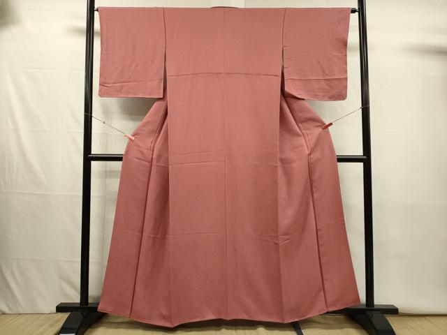 平和屋着物■上質な色無地 霞地紋 真赭色 正絹 逸品 DABJ2627ya