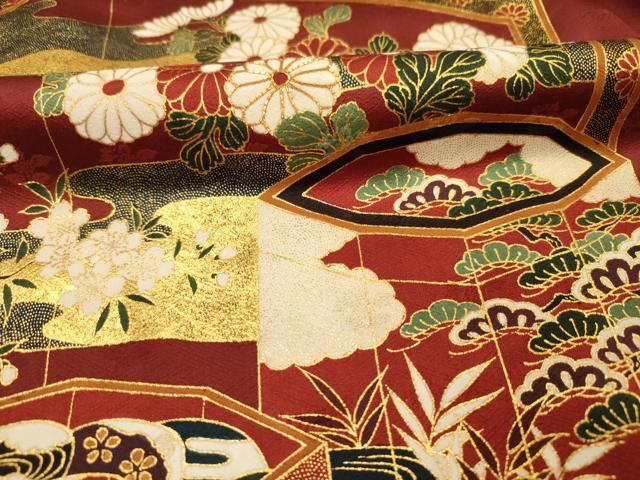 平和屋着物■松尾光琳 色留袖 駒刺繍 飛鶴貝桶花文 誰が袖 金彩 正絹 逸品 DABJ2631ya