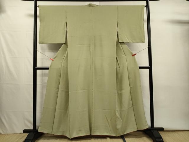 平和屋着物■江戸小紋 万筋 抹茶色×白梅鼠色 正絹 逸品 DABJ2641ya