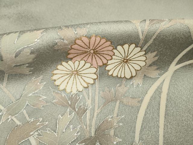 平和屋着物■訪問着 刺繍 草花文 暈し染め 金銀彩 正絹 逸品 DABJ2644ya